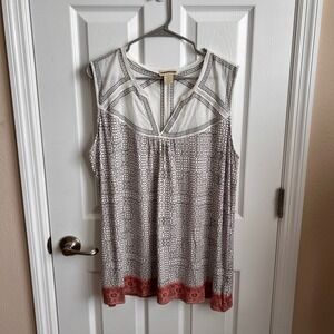 Cynthia Rowley Tank Top Sleeveless Embroidered Blouse White‎ Casual 1X